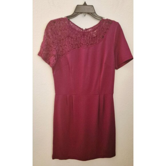 Barneys New York Purple Lace Insert Knee Length Sheath Dress Size 8 EUC - Picture 1 of 9